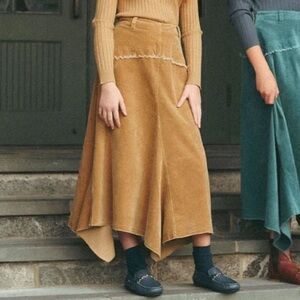 $98 Coco Blanc Coco Blanc Camel Corduroy Skirt Girls Size 12 New Asymmetric